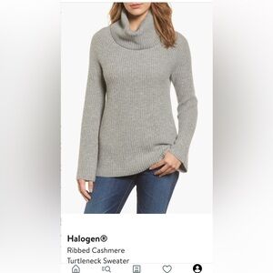 Halogen 100% cashmere Ribbed Gray Cowl Neck Sweater size medium